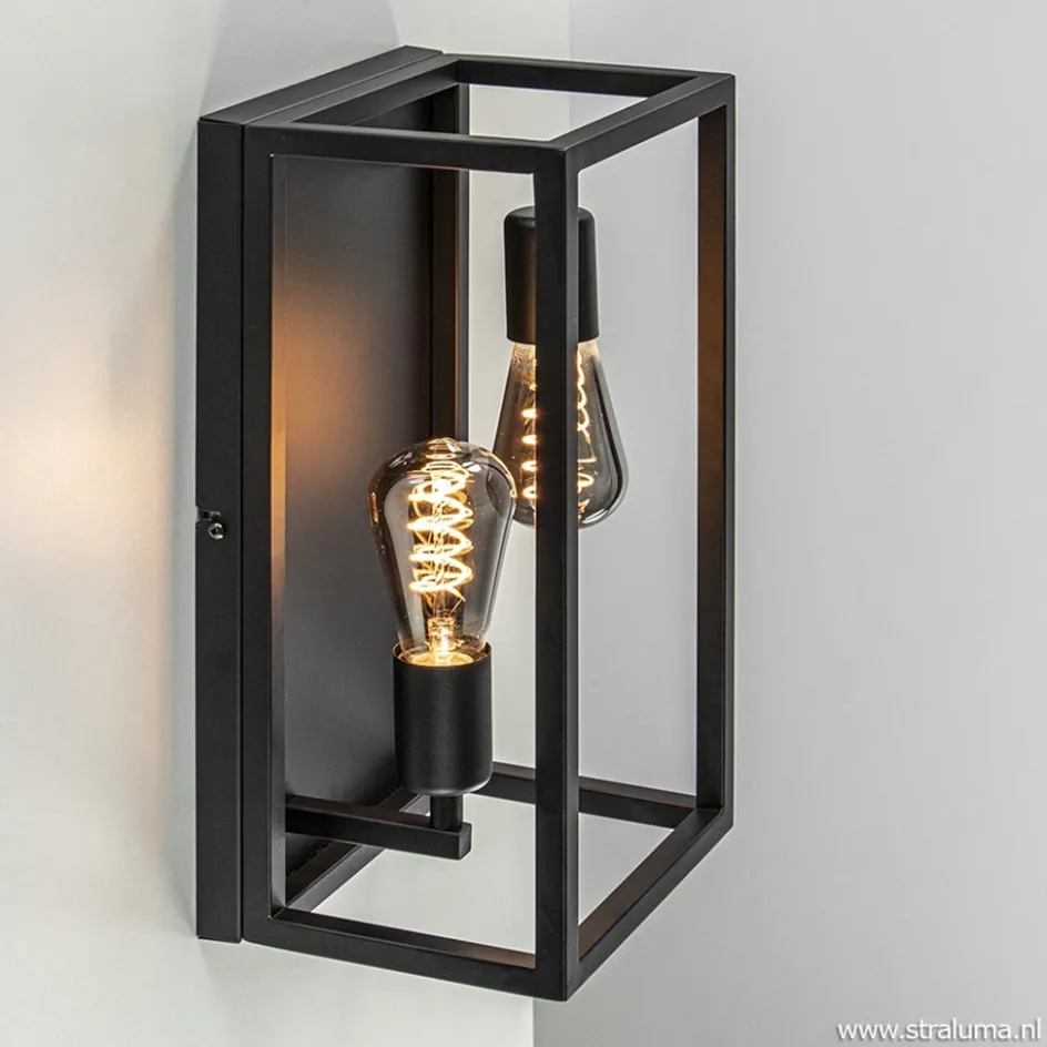 Plafondlamp/wandlamp zwart open frame>Straluma Hot