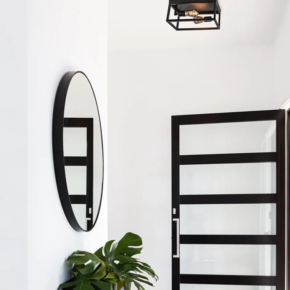 Plafondlamp/wandlamp zwart open frame>Straluma Hot