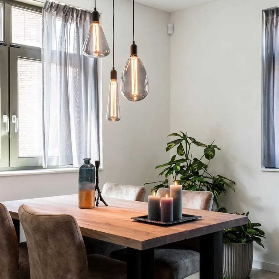 Plafondplaat rond zwart 3-lichts pendel ex.lb>Straluma Outlet