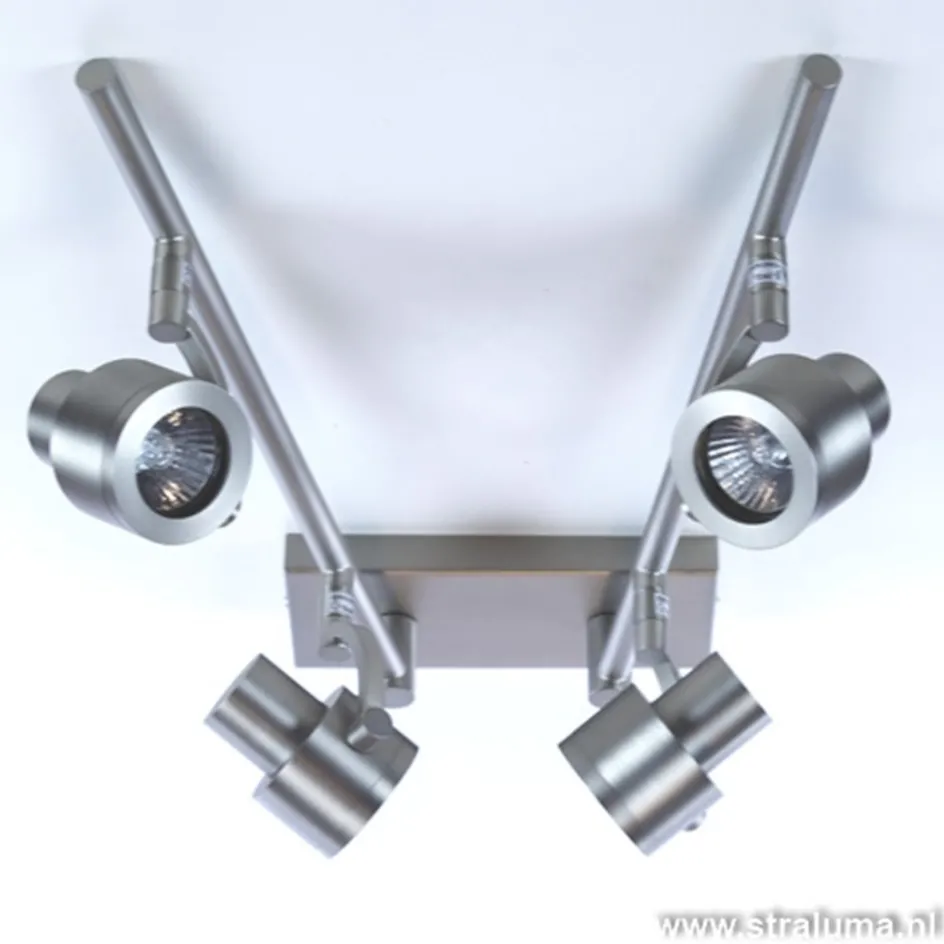 Plafondspot balk 4-lichts nikkel verstel>Straluma Sale