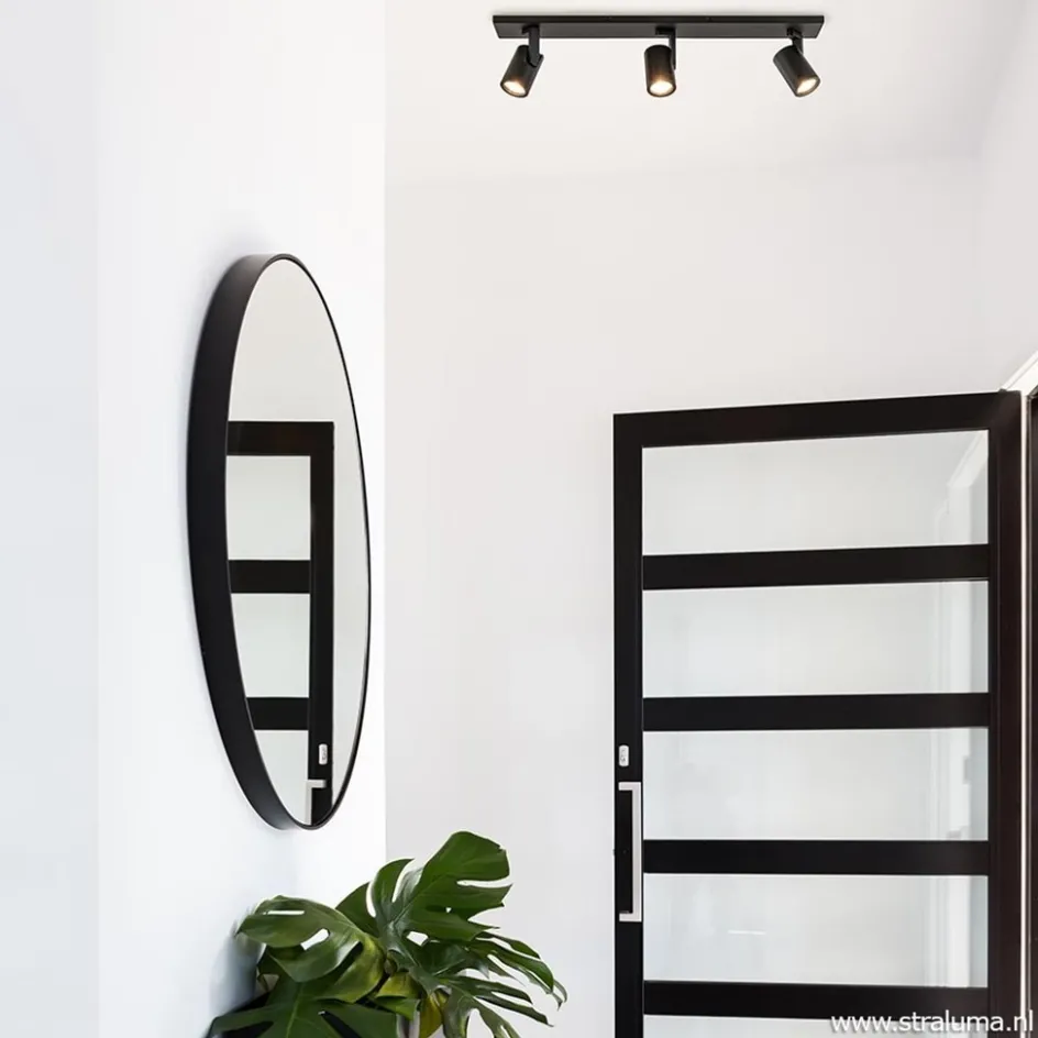 Plafondspot balk 3-lichts zwart ex.gu10>Straluma Outlet
