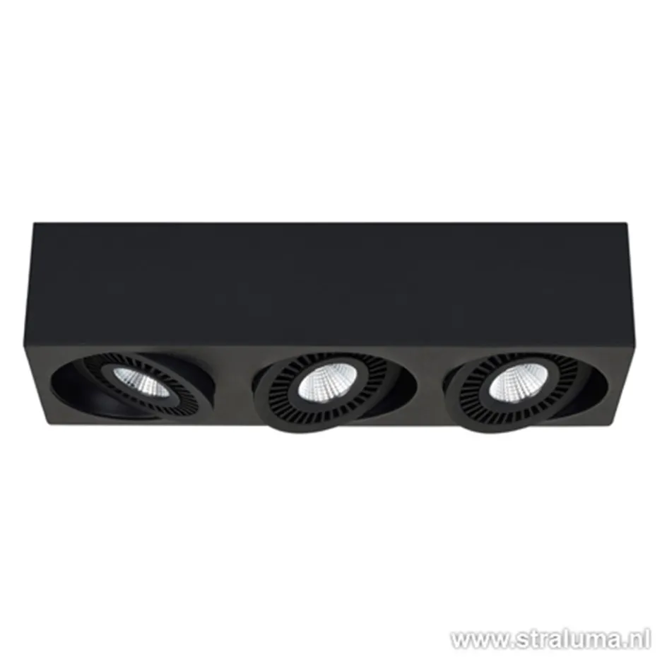 Plafondspot Eye 3L box zwart led 3000k>Straluma Hot