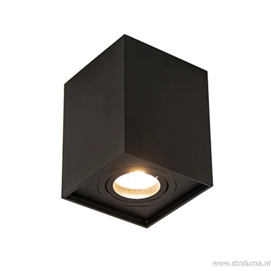 Plafondspot kubus zwart kantelbaar gu10>Straluma Best