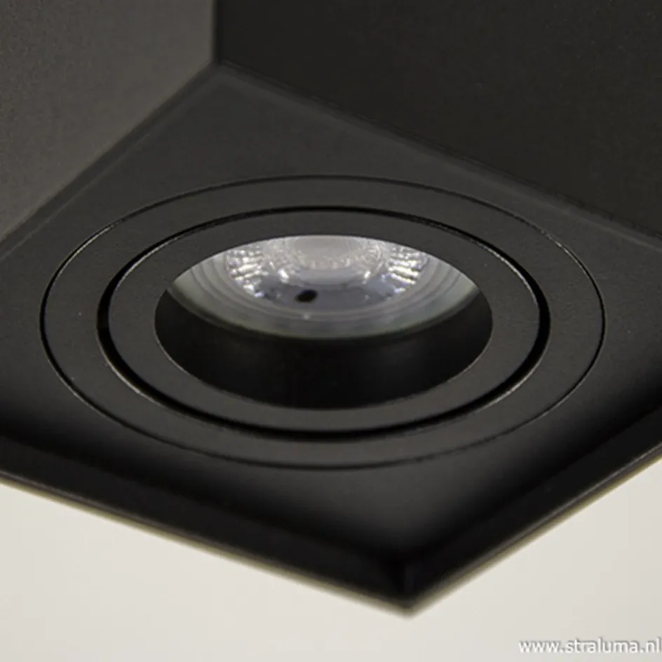 Plafondspot kubus zwart kantelbaar gu10>Straluma Best
