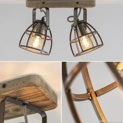 Plafondspot 2-L korf zwart/hout industr.></noscript>Straluma Clearance