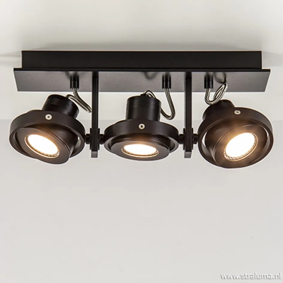 Plafondspot 3L op balk zwart gu10 incl.>Straluma Best