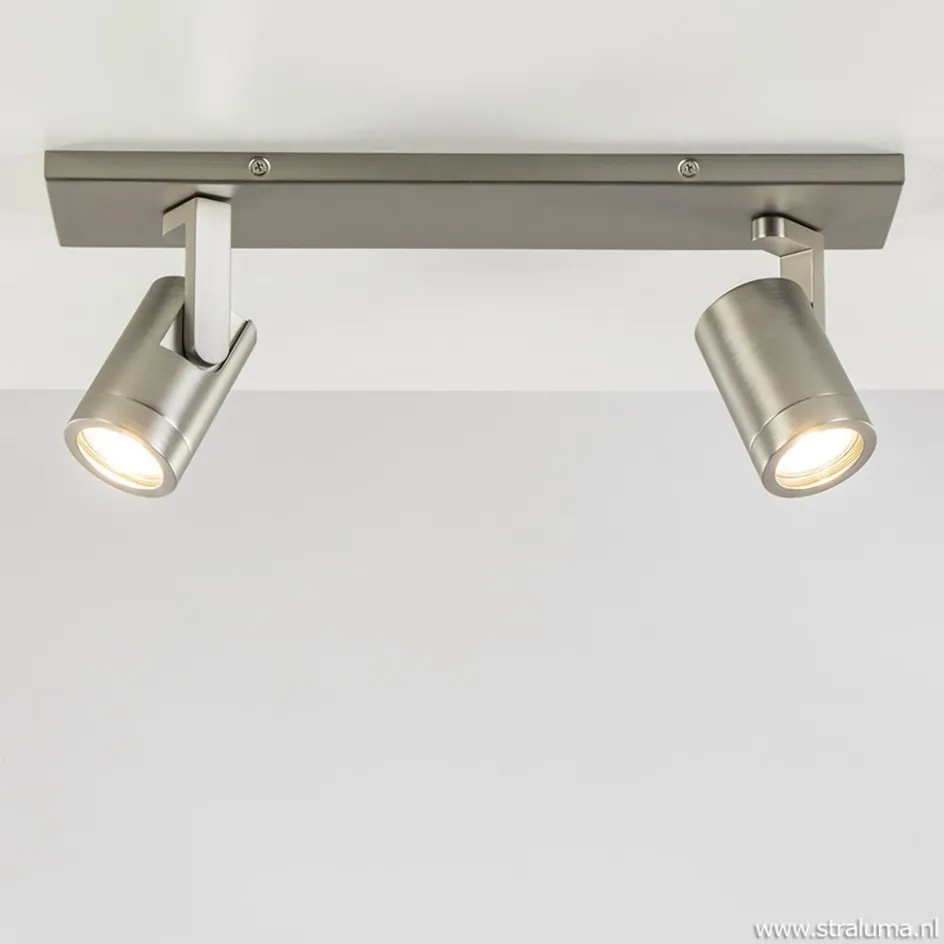 Plafondspot 2-licht op balk nikkel gu10>Straluma