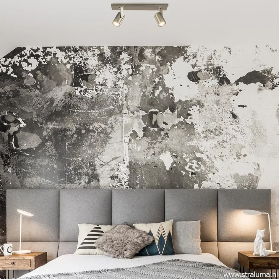 Plafondspot 2-licht op balk nikkel gu10>Straluma