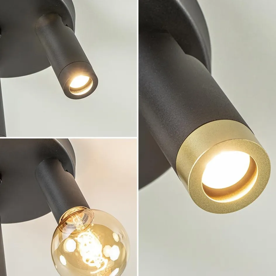 Plafondspot 3-lichts mat zwart/goud verstelbaar>Straluma Outlet