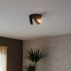 Plafondspot 3-lichts mat zwart/goud verstelbaar><noscript><img width=