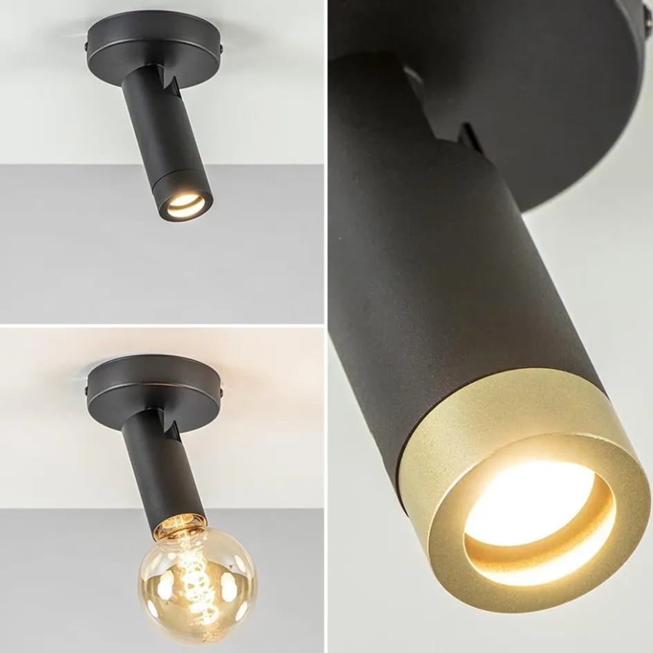 Plafondspot 1-lichts mat zwart/goud>Straluma New