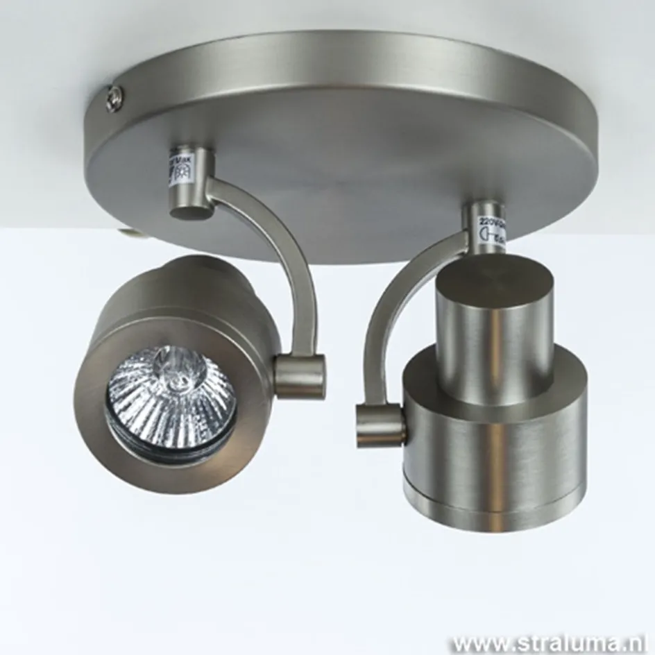 Plafondspot 2-lichts rond nikkel gu10>Straluma Discount