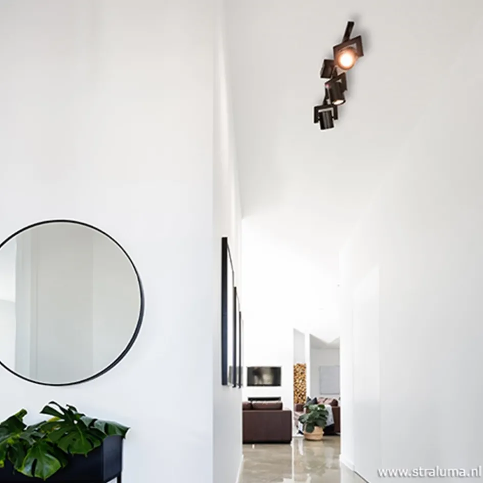 Plafondspot 3-lichts zwart incl.gu10>Straluma Outlet