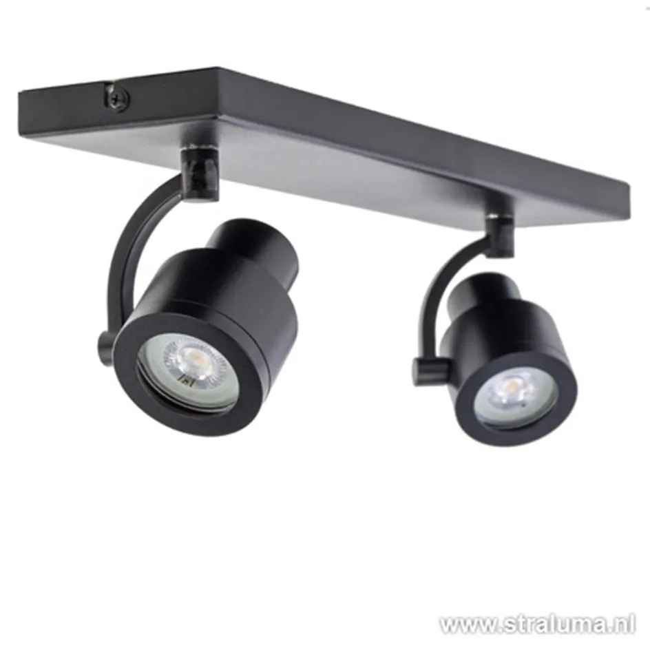 Plafondspot mat zwart balk 2-lichts gu10>Straluma New