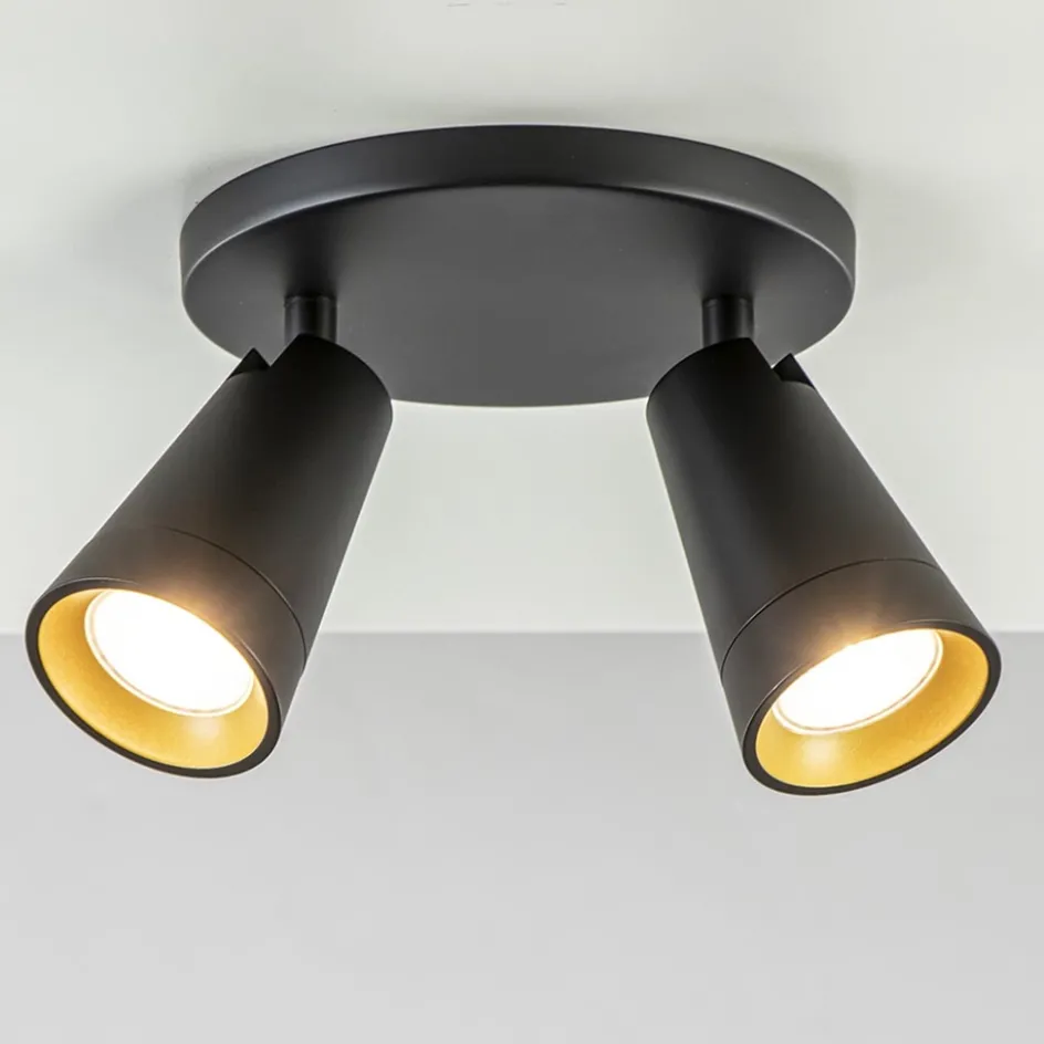 Plafondspot Petunia 2L rond zwart/goud>Straluma Online