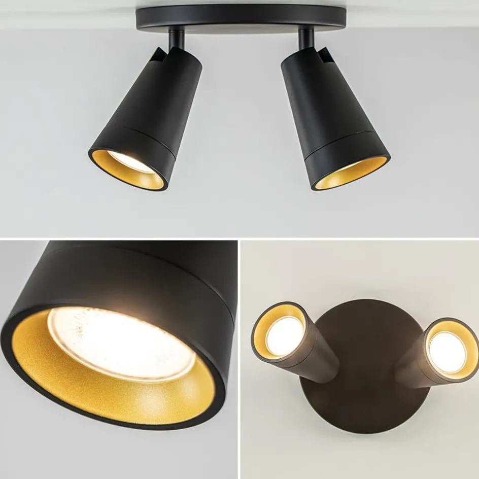 Plafondspot Petunia 2L rond zwart/goud>Straluma Online