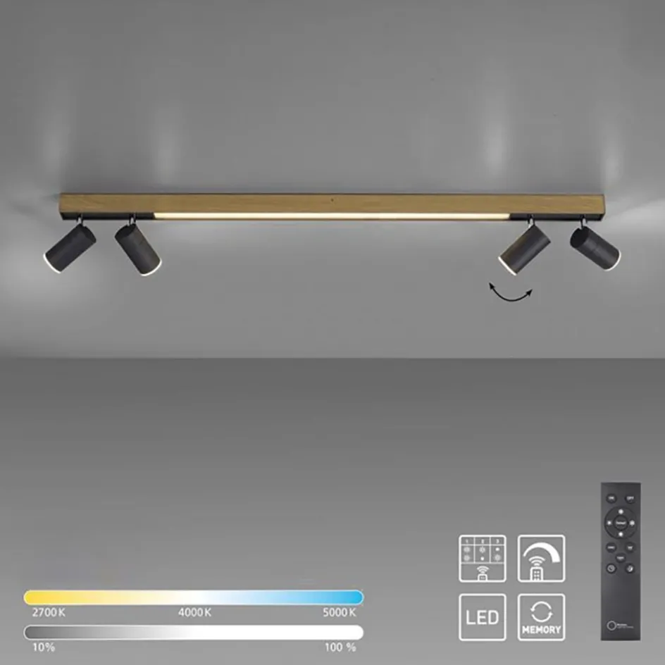 Plafondspot Pure Lines antraciet/hout cct>Straluma Sale