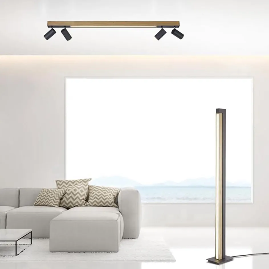 Plafondspot Pure Lines antraciet/hout cct>Straluma Sale