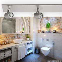 Plafondspot Rain 3L balk nikkel IP44></noscript>Straluma Best