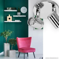 Plafondspot Rain 2l rond chroom IP44><noscript><img width=