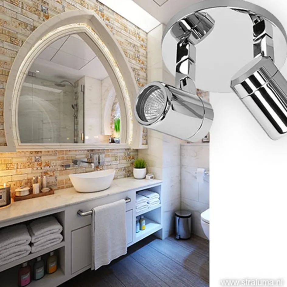 Plafondspot Rain 2l rond chroom IP44>Straluma Best