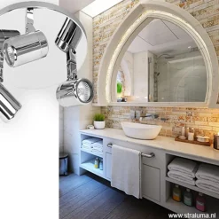 Plafondspot Rain 3l rond chroom IP44></noscript>Straluma Discount