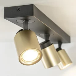 Plafondspot Razza 3l balk zwart/goud gu10><noscript><img width=