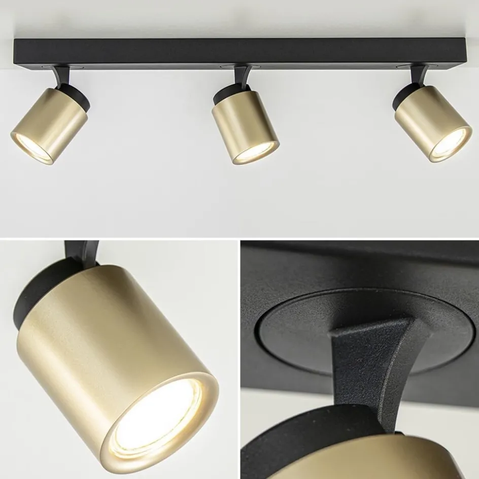 Plafondspot Razza 3l balk zwart/goud gu10>Straluma Outlet