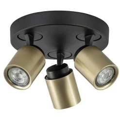 Plafondspot Razza 3l rond zwart/goud gu10>Straluma Sale