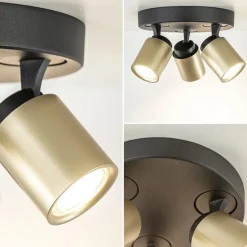 Plafondspot Razza 3l rond zwart/goud gu10><noscript><img width=