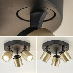 Plafondspot Razza 3l rond zwart/goud gu10><noscript><img width=