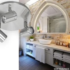 Plafondspot rond Rain 3-l nikkel IP44></noscript>Straluma Discount
