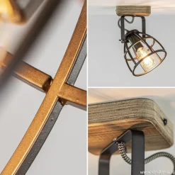 Plafond/wandlamp Matrix zwarte korf met hout></noscript>Straluma New