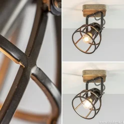 Plafond/wandlamp Matrix zwarte korf met hout></noscript>Straluma New