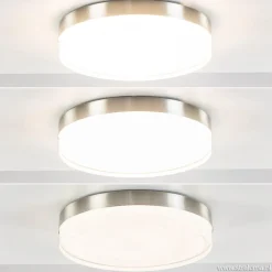 **Plafonniere nikkel opaal IP44 3-step d></noscript>Straluma Outlet