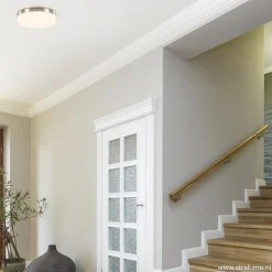 **Plafonniere nikkel opaal IP44 3-step d></noscript>Straluma Outlet