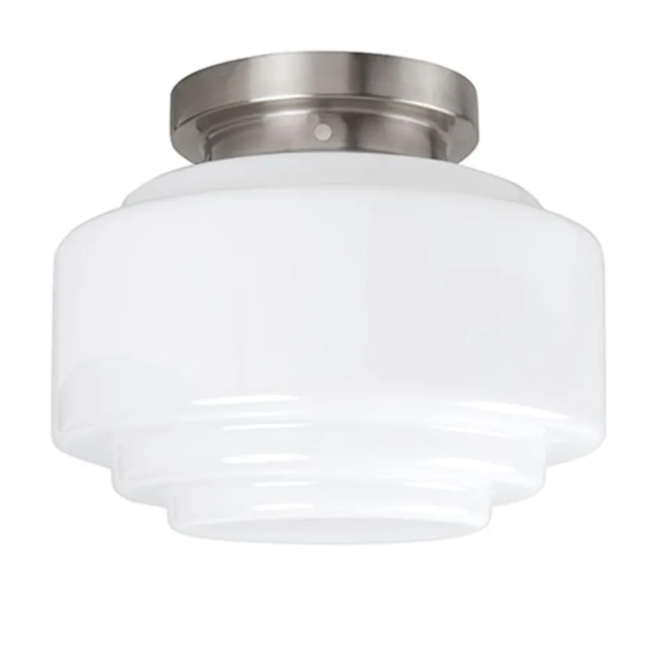 Plafonnière retro opaal glas/staal>Straluma Online
