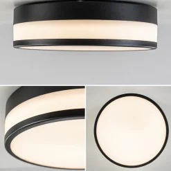 Plafonnière zwart/opaal glas 3-step dim IP44><noscript><img width=