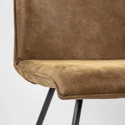 PU lederen eetkamerstoel camel met smalle zwarte pootjes><noscript><img width=