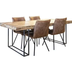 PU lederen eetkamerstoel camel met smalle zwarte pootjes><noscript><img width=