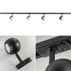 Railsysteem 1-fase zwart inclusief 4 ronde spots></noscript>Straluma Sale