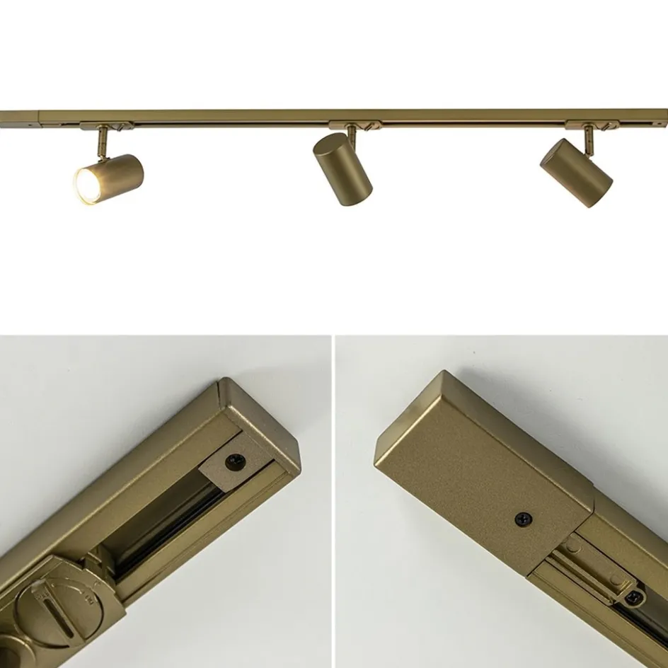 Railsysteem set 1 m met 3 GU10 spots brons>Straluma Best