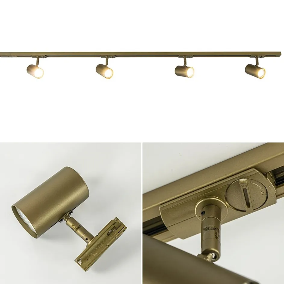 Railsysteem set 1,5 m met 4 GU10 spots brons>Straluma Online