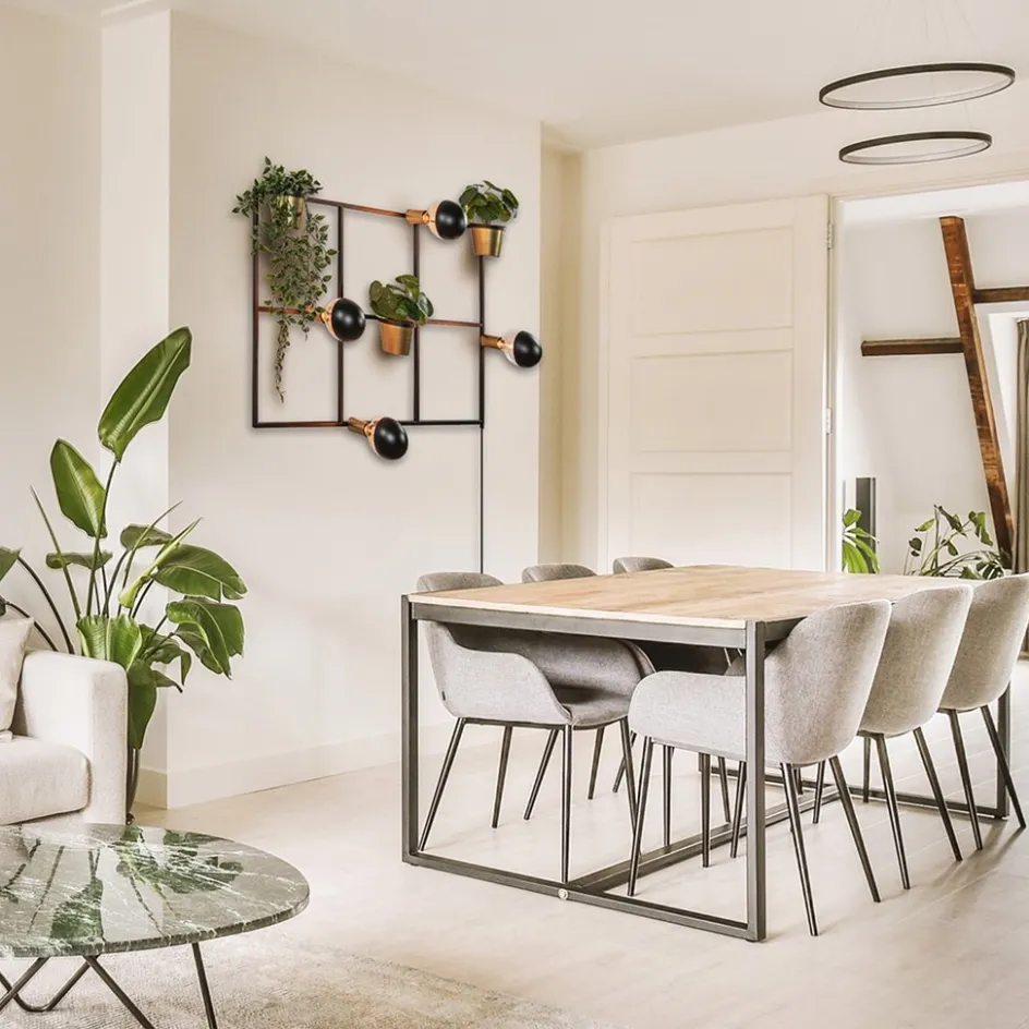 Rechthoekig wandrek met plantenpotten en E27 fittingen>Straluma