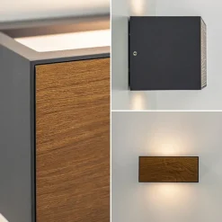 Rechthoekige buitenlamp donker grijs/hout></noscript>Straluma Clearance