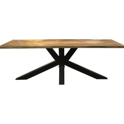 Rechthoekige eettafel mango hout met kruispoot>Straluma Discount