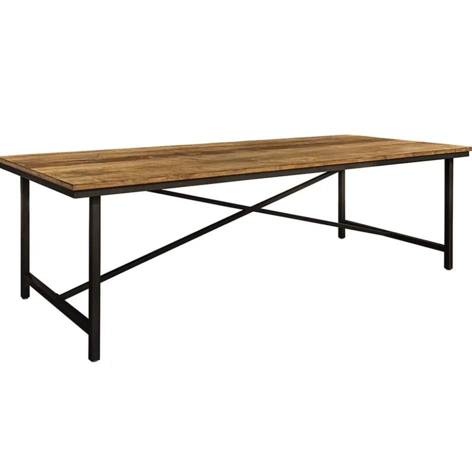 Rechthoekige eettafel oud teak hout met zwart metalen poot>Straluma Clearance