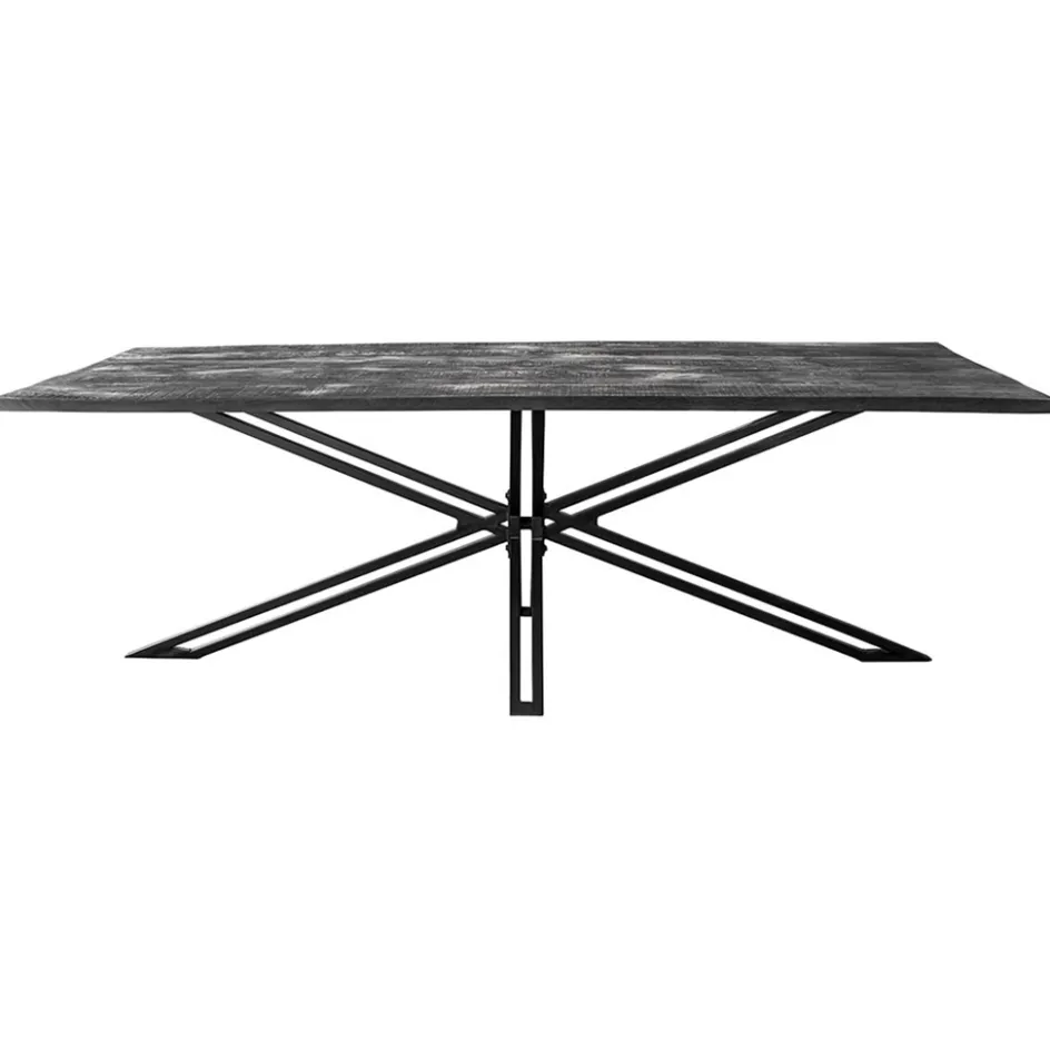 Rechthoekige eettafel zwart mangohout met kruispoot 220 cm>Straluma Clearance