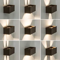 Rechthoekige LED buitenlamp aluminium bruin></noscript>Straluma New