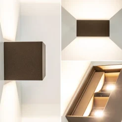 Rechthoekige LED buitenlamp aluminium bruin></noscript>Straluma New